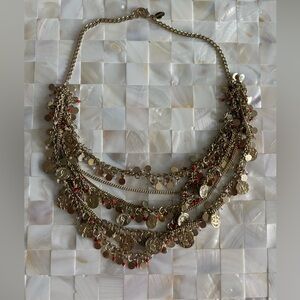 Elegant Gold and Red Coin Necklace